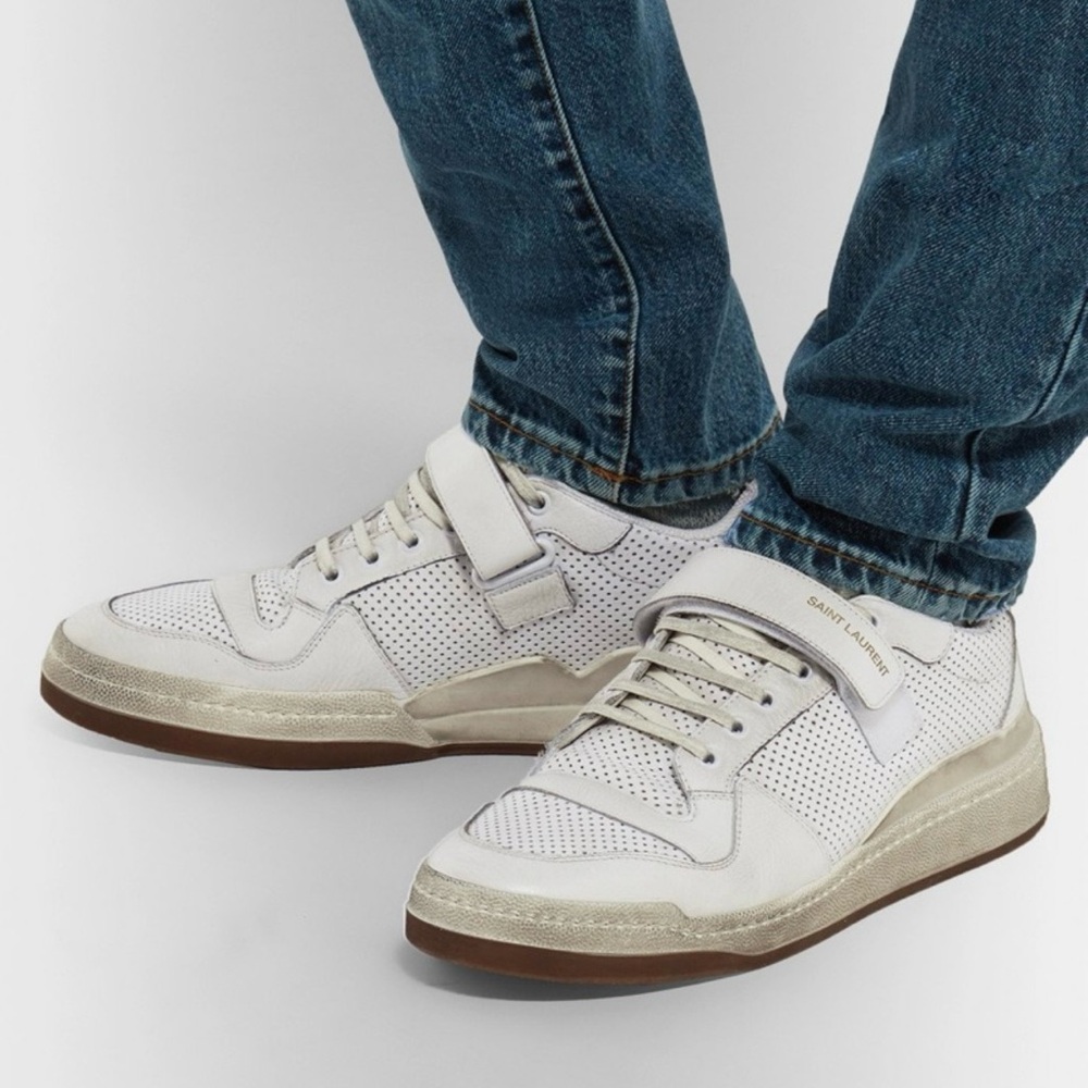 Saint Laurent SL24 Perforated Leather Sneakers Size 42